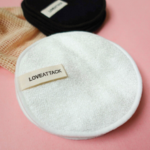 Load image into Gallery viewer, Love Attack - Reusable Bamboo Cotton Terry Face Wipes - 14 Pack: White