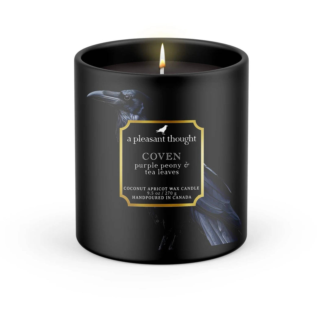 A Pleasant Thought - COVEN | PURPLE PEONY & TEA LEAVES | RAVEN CANDLE: Wood