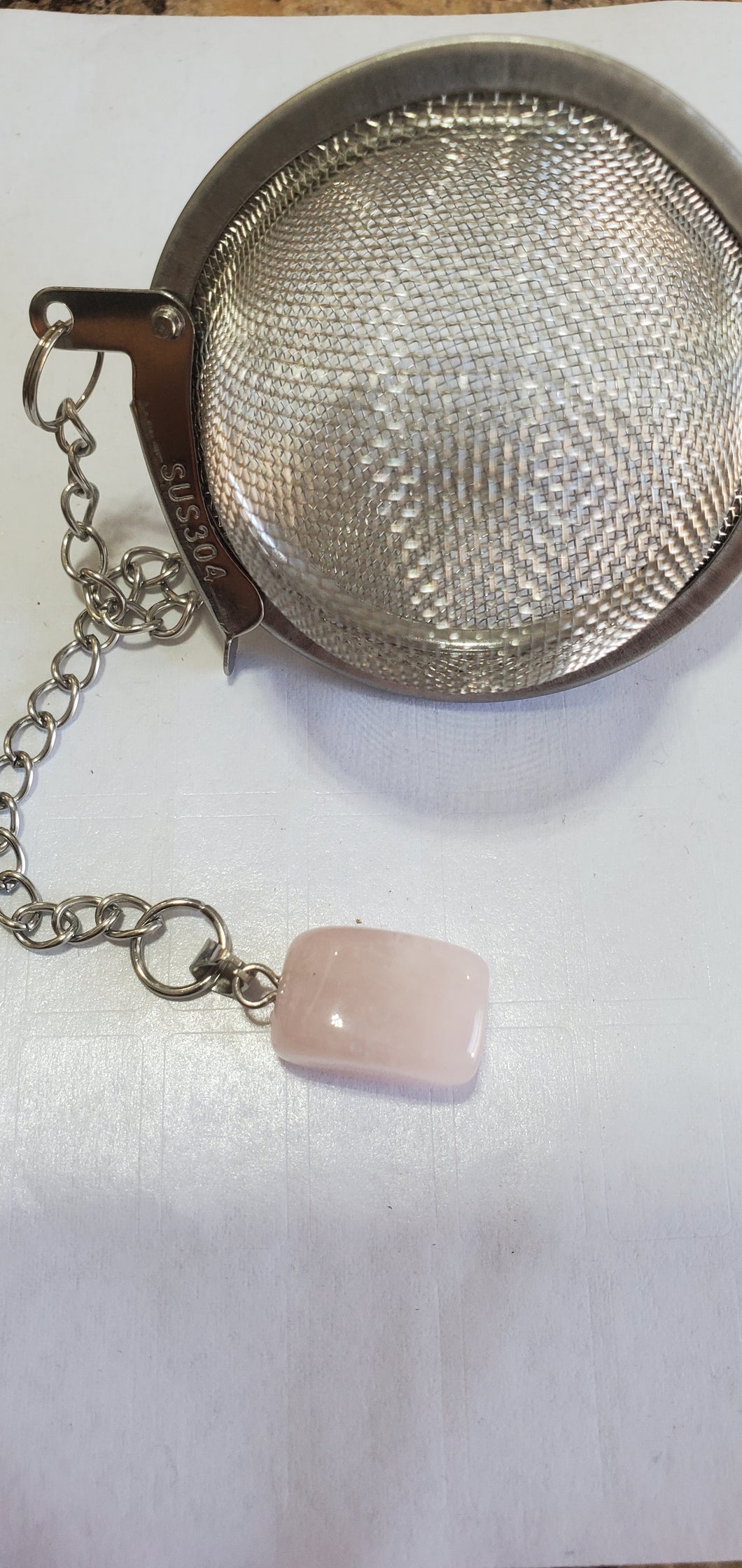 Rose Quartz & Stainless Steel Tea Infuser